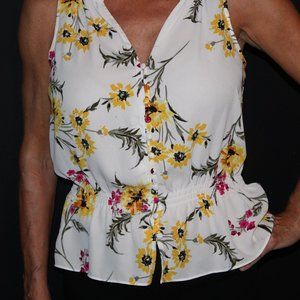 Sleeveless Blouse yellow/white